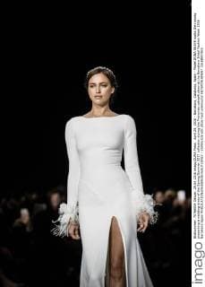 April 29, 2016 - Barcelona, Catalonia, Spain - Model IRINA SHAYK walks the runway presenting a wedding dress of the Spring Summer 2017 collection during the Pronovias catwalk show at the Barcelona Bridal Fashion Week 2016 Barcelona Spain - ZUMAo105