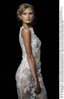 April 29, 2016 - Barcelona, Catalonia, Spain - A model walks the runway presenting a wedding dress of the Spring Summer 2017 collection during the Pronovias catwalk show at the Barcelona Bridal Fashion Week 2016 Barcelona Spain - ZUMAo105