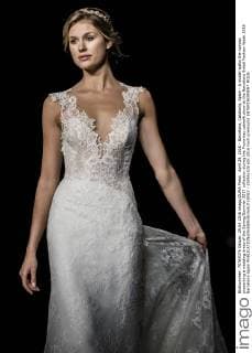 April 29, 2016 - Barcelona, Catalonia, Spain - A model walks the runway presenting a wedding dress of the Spring Summer 2017 collection during the Pronovias catwalk show at the Barcelona Bridal Fashion Week 2016 Barcelona Spain - ZUMAo105