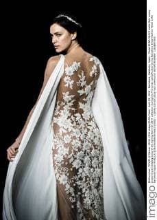 April 29, 2016 - Barcelona, Catalonia, Spain - Model IRINA SHAYK walks the runway presenting a wedding dress of the Spring Summer 2017 collection during the Pronovias catwalk show at the Barcelona Bridal Fashion Week 2016 Barcelona Spain - ZUMAo105