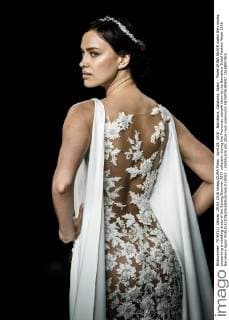 April 29, 2016 - Barcelona, Catalonia, Spain - Model IRINA SHAYK walks the runway presenting a wedding dress of the Spring Summer 2017 collection during the Pronovias catwalk show at the Barcelona Bridal Fashion Week 2016 Barcelona Spain - ZUMAo105