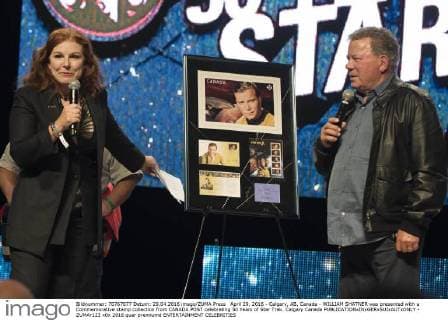 April 29, 2016 - Calgary, AB, Canada - WILLIAM SHATNER was presented with a Commemorative stamp collection from CANADA POST celebrating 50 Years of Star Trek. Calgary Canada - ZUMAr123