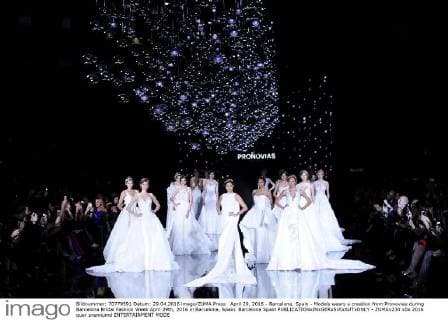 April 29, 2016 - Barcelona, Spain - Models wears a creation from Pronovias during Barcelona Bridal Fashion Week April 29th, 2016 in Barcelona, Spain. Barcelona Spain  - ZUMAn230