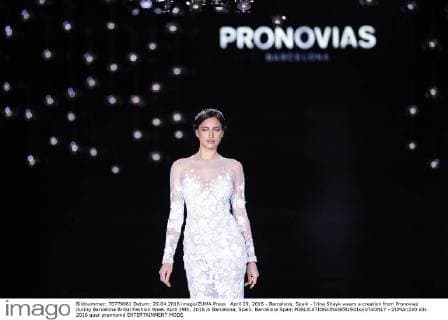 April 29, 2016 - Barcelona, Spain - Irina Shayk wears a creation from Pronovias during Barcelona Bridal Fashion Week April 29th, 2016 in Barcelona, Spain. Barcelona Spain  - ZUMAn230