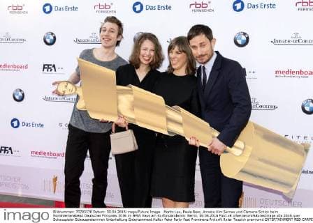Moritz Leu, Paula Beer, Anneke Kim Sarnau und Clemens Schick beim Nominiertenabend Deutscher Filmpreis 2016 im BMW Haus am Kurfürstendamm. Berlin, 30.04.2016 Foto:xK.xWernerx xFuturexImage