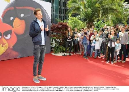 Deutschlandpremiere ANGRY BIRDS Luca aka ConCrafter, Youtuber bei der Deutschlandpremiere des Animationsfilmes ANGRY BIRDS im CineStar Sony Center in Berlin, 01.05.2016