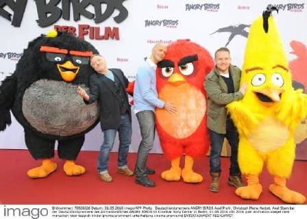 Deutschlandpremiere ANGRY BIRDS Axel Prahl, Christoph Maria Herbst, Axel Stein bei der Deutschlandpremiere des Animationsfilmes ANGRY BIRDS im CineStar Sony Center in Berlin, 01.05.2016