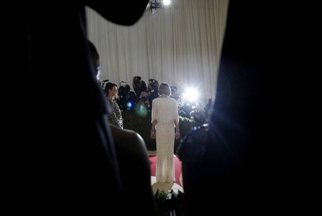 MET Gala 2016 Anna Wintour arrives on the red carpet at the Costume Institute Benefit at The Metropolitan Museum of Art celebrating the opening of Manus x Machina: Fashion in an Age of Technology in New York City on May 2, 2016.  NYP20160502139 JOHNxANGELILLO