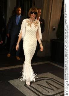 May 2, 2016 - New York, New York, U.S. - Vogue editor ANNA WINTER exits the Mark Hotel, to attend the 2016 Costume Institute MET GALA entitled Manus x Machina: Fashion in the Age of Technology. New York U.S. - ZUMAk03_