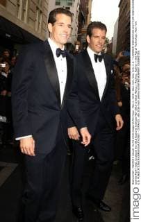 May 2, 2016 - New York, New York, U.S. - CAMERON WINKLEVOSS and TYLER WINKLEVOSS exit the Mark Hotel, to attend the 2016 Costume Institute MET GALA entitled Manus x Machina: Fashion in the Age of Technology. New York U.S. - ZUMAk03_