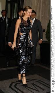 May 2, 2016 - New York, New York, U.S. - Actress BRIE LARSON exits the Mark Hotel, to attend the 2016 Costume Institute MET GALA entitled Manus x Machina: Fashion in the Age of Technology. New York U.S. - ZUMAk03_