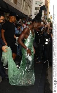 May 2, 2016 - New York, New York, U.S. - Actress LUPITA NYONG O exits the Mark Hotel, to attend the 2016 Costume Institute MET GALA entitled Manus x Machina: Fashion in the Age of Technology. New York U.S. - ZUMAk03_