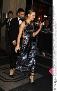 May 2, 2016 - New York, New York, U.S. - Actress BRIE LARSON exits the Mark Hotel, to attend the 2016 Costume Institute MET GALA entitled Manus x Machina: Fashion in the Age of Technology. New York U.S. - ZUMAk03_