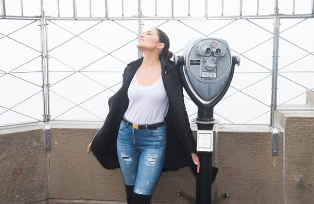 May 3, 2016 - New York, NY, USA - OLIVIA CULPO lights the Empire State Building in honor of Project Sunshine Week, Tuesday, May 3, 2016. New York USA - ZUMAb148