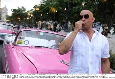 US Actor Vin Diesel attends the fashion show of French fashion house Chanel in Havana, Cuba, 03 May 2016. Chanel presents its first fashion show in Latin America. Fashion show of French fashion house Chanel !ACHTUNG: NUR REDAKTIONELLE NUTZUNG!  HAB101 20160504-635979306391285391