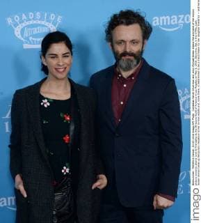 Comedian Sarah Silverman and actor Michael Sheen attend the premiere of the motion picture romantic drama Love & Friendship at the Directors Guild of America in Los Angeles on May 3, 2016. Storyline: Set in the 1790s, Lady Susan Vernon takes up temporary residence at her in-laws estate and, while there, is determined to be a matchmaker for her daughter Frederica -- and herself too, naturally.  LAP2016050315 JIMxRUYMEN