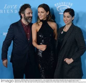 Actor Michael Sheen, cast member Kate Beckinsale and comedian Sarah Silverman attend the premiere of the motion picture romantic drama Love & Friendship at the Directors Guild of America in Los Angeles on May 3, 2016. Storyline: Set in the 1790s, Lady Susan Vernon takes up temporary residence at her in-laws estate and, while there, is determined to be a matchmaker for her daughter Frederica -- and herself too, naturally.  LAP2016050320 JIMxRUYMEN