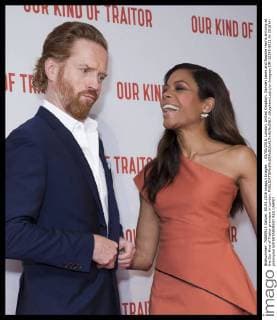 . 05 05 2016. London, United Kingdom. Damien Lewis and Naomie Harris arriving at the Our Kind of Traitor premiere in London.  xStephenxLockx xi-Imagesx IIM-12595-0031