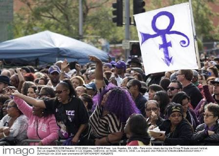 Los Angeles, CA, USA - Fans enjoy music during the Prince Tribute concert held at the Los Angeles City Hall located in Los Angeles, California, on Friday, March 6, 2016. Los Angeles USA - ZUMAh129