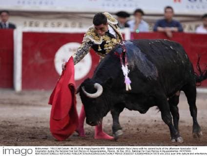 Spanish matador Paco Urena with his second bulls of the afternoon Apostador (524 kilograms) during the National Fair San Marcos in Aguascalientes, Mexico, 06 May 2016. National Fair San Marcos in Aguascalientes !ACHTUNG: NUR REDAKTIONELLE NUTZUNG!  MEX30 20160507-635981949083473078