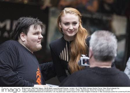 London, UK. 9 May 2016. Actress Sophie Turner (Jean Grey) attends the X-Men: Apocalypse - Global Fan Screening at the BFI Imax cinema in London. X-Men: Apocalypse, Global Fan Screening, London, UK 