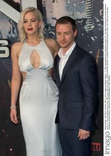X -Men Apocalypse film premiere London.UK. Jennifer Lawrence and James McAvoy at the X -Men Apocalypse premiere, BFI Imax. 9th May 2016. LMK370-60480-100516. 