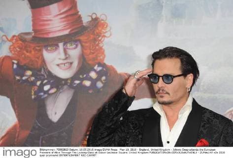 May 10, 2016 - England, United Kingdom - Johnny Deep attends the European Premiere of Alice Through The Looking Glass at Odeon Leciester Square. United Kingdom - ZUMAs147