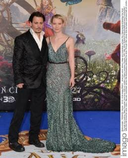 American actor Johnny Depp and Australian actress Mia Wasikowska attending the Alice Through the Looking Glass European premiere, held at London s Odeon Leicester Square. MAY 10th 2016  JWNx161358