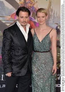 American actor Johnny Depp and Australian actress Mia Wasikowska attending the Alice Through the Looking Glass European premiere, held at London s Odeon Leicester Square. MAY 10th 2016  JWNx161358