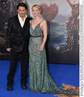 American actor Johnny Depp and Australian actress Mia Wasikowska attending the Alice Through the Looking Glass European premiere, held at London s Odeon Leicester Square. MAY 10th 2016  JWNx161358