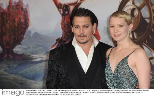 May 10, 2016 - England, United Kingdom - Johnny Depp and Mia Wasikowska attends the European Premiere of Alice Through The Looking Glass at Odeon Leciester Square. United Kingdom - ZUMAs147