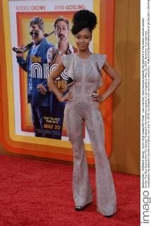 Cast member Yaya DaCosta attends the premiere of the motion picture comedy thriller The Nice Guys at the TCL Chinese Theatre in the Hollywood section of Los Angeles on May 10, 2016. Storyline: A private eye investigates the apparent suicide of a fading porn star in 1970s Los Angeles and uncovers a conspiracy.  LAP2016051038 JIMxRUYMEN