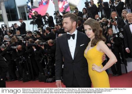 69. Festival de Cannes - Cafe Society Filmpremiere 69th Cannes Film Festival 2016, Red Carpet film Cafe society . Pictured: Justin Timberlake, Anna Kendrick  AlbertoxTerenghi Cannes