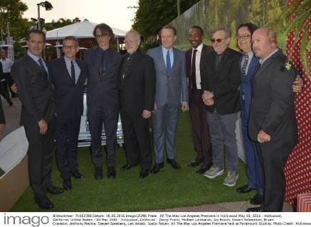 All The Way Los Angeles Premiere in Hollywood May 10, 2016 - Hollywood, California, United States - 10 May 2016 - Hollywood, California - Darryl Frank, Michael Lombardo, Jay Roach, Robert Schenkkan, Bryan Cranston, Anthony Mackie, Steven Spielberg, Len Amato, Justin Falvey. All The Way Los Angeles Premiere held at Paramount Studios. Photo Credit: Hollywood United States - ZUMAa123