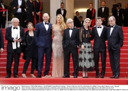 Vittorio Storaro and his wife Antonia LaFolla, Corey Stoll, Blake Lively, Woody Allen, Kristen Stewart and Jesse Eisenberg attending the Cafe Society premiere and the Opening Night Gala during the 69th Cannes Film Festival at the Palais des Festivals in Cannes on May 11, 2016 Foto:xD.xBedrosianx xFuturexImage
