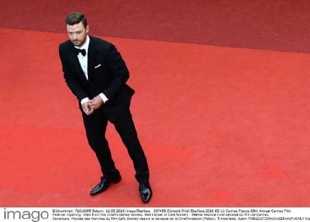 207498 Clément Prioli Starface 2016-05-11 Cannes France 69th Annual Cannes Film Festival. Opening. View from the CineFondation terrass. Red Carpet of Cafe Society . 69ème Festival International du film de Cannes. Ouverture. Montée des marches du film Cafe Society depuis la terrasse de la CineFondation (Palais). Timberlake, Justin  Copyright: xClémentxPriolix STAR_207498_076