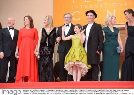 May 11, 2016 - Cannes, France - CANNES, FRANCE - MAY 14: Kate Capshaw, Steven Spielberg, Ruby Barnhill, Mark Rylance and Claire van Kampen attend The BFG (Le Bon Gros Geant - Le BGG) premiere during the 69th annual Cannes Film Festival at the Palais des Festivals on May 14, 2016 in Cannes, France Cannes France - ZUMAi09_