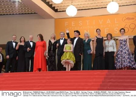 May 11, 2016 - Cannes, France - CANNES, FRANCE - MAY 14: Kate Capshaw, Steven Spielberg, Ruby Barnhill, Mark Rylance and Claire van Kampen attend The BFG (Le Bon Gros Geant - Le BGG) premiere during the 69th annual Cannes Film Festival at the Palais des Festivals on May 14, 2016 in Cannes, France Cannes France - ZUMAi09_