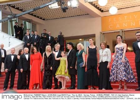 May 11, 2016 - Cannes, France - CANNES, FRANCE - MAY 14: Kate Capshaw, Steven Spielberg, Ruby Barnhill, Mark Rylance and Claire van Kampen attend The BFG (Le Bon Gros Geant - Le BGG) premiere during the 69th annual Cannes Film Festival at the Palais des Festivals on May 14, 2016 in Cannes, France Cannes France - ZUMAi09_