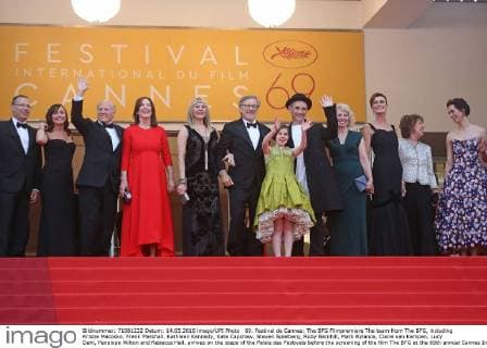 69. Festival de Cannes: The BFG Filmpremiere The team from The BFG, including Kristie Macosko, Frank Marshall, Kathleen Kennedy, Kate Capshaw, Steven Spielberg, Ruby Barnhill, Mark Rylance, Claire van Kampen, Lucy Dahl, Penelope Wilton and Rebecca Hall, arrives on the steps of the Palais des Festivals before the screening of the film The BFG at the 69th annual Cannes International Film Festival in Cannes, France on May 14, 2016. CAN20160514820 DAVIDxSILPA