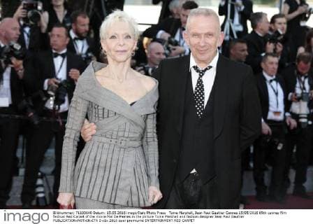 Tonie Marshall, Jean Paul Gaultier Cannes 15 05 2016 69th cannes film festival Red Carpet of the movie Mal De Pierres in the picture Tonie Marshall and fashion designer Jean Paul Gaultier  0