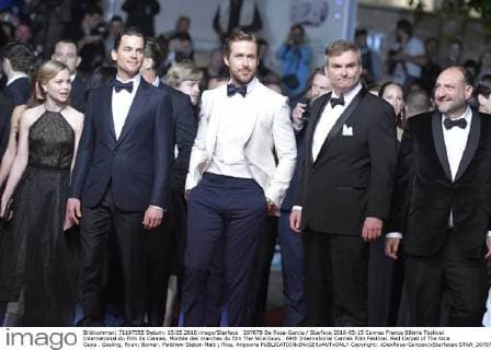 207678 De Rosa-Garcia Starface 2016-05-15 Cannes France 69ème Festival International du Film de Cannes. Montée des marches du film The Nice Guys . 69th International Cannes Film Festival. Red Carpet of The Nice Guys . Gosling, Ryan; Bomer, Matthew Staton Matt ; Rice, Angourie  Copyright: xDexRosa-Garciax xStarfacex STAR_207678_021