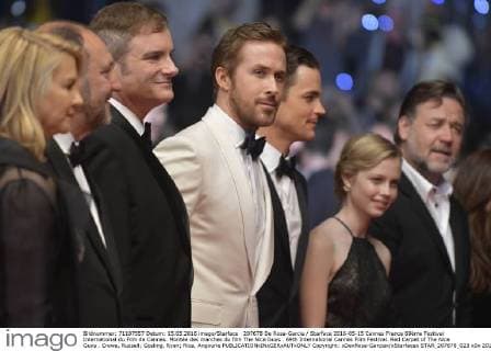 207678 De Rosa-Garcia Starface 2016-05-15 Cannes France 69ème Festival International du Film de Cannes. Montée des marches du film The Nice Guys . 69th International Cannes Film Festival. Red Carpet of The Nice Guys . Crowe, Russell; Gosling, Ryan; Rice, Angourie  Copyright: xDexRosa-Garciax xStarfacex STAR_207678_023