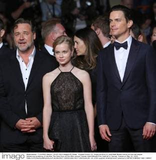 Russell Crowe (L), Angourie Rice (C) and Matt Bomer arrive on the red carpet before the screening of the film The Nice Guys at the 69th annual Cannes International Film Festival in Cannes, France on May 15, 2016.  CAN20160515937 DAVIDxSILPA