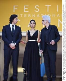 (160516) -- CANNES, May 16, 2016 -- Director Jim Jarmusch (R), cast members Adam Driver (L) and Golshifteh Farahani pose on red carpet while arriving for the screening of the film Paterson in competition at the 69th Cannes Film Festival in Cannes, France, May 16, 2016. ) FRANCE-CANNES-FILM FESTIVAL-PATERSON-RED CARPET JinxYu 