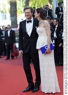 (160516) -- CANNES, May 16, 2016 -- Actor Colin Firth(L) and his wife Livia Giuggioli pose on the red carpet as they arrive for the screening of film Loving in competition at the 69th Cannes Film Festival in Cannes, France, May 16, 2016. ) FRANCE-CANNES-FILM FESTIVAL-LOVING-RED CARPET JinxYu 