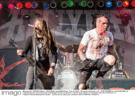 May 15, 2016 - Somerset, Wisconsin, U.S - KYLE SANDERS (L) and CHAD GRAY of Hellyeah perform live at Somerset Amphitheater during the Northern Invasion Music Festival in Somerset, Wisconsin Somerset U.S. - ZUMAs135
