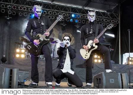 May 15, 2016 - Somerset, Wisconsin, U.S - OMEGA, PAPA EMERITUS III and ALPHA (L-R) of Ghost perform live at Somerset Amphitheater during the Northern Invasion Music Festival in Somerset, Wisconsin Somerset U.S. - ZUMAs135