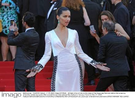 Adriana Lima arrives on the steps of the Palais des Festivals before the screening of the film Julieta during the 69th annual Cannes International Film Festival in Cannes, France on May 17, 2016.  CAN20160517804 DAVIDxSILPA