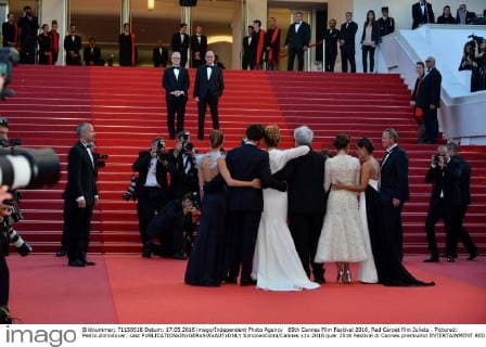 69th Cannes Film Festival 2016, Red Carpet film Julieta . Pictured: Pedro Almodovar, cast  SimonexComi Cannes